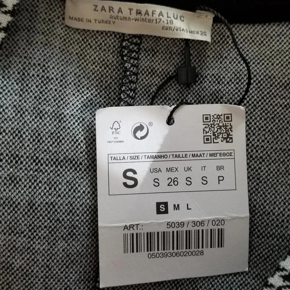 NWT Zara Floral Embroidered Plaid Long Sleeve Top S - Picture 5 of 7